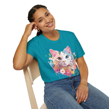 Cat Shirt Unisex Softstyle Tee 100 Percent Ring Spun Cotton Kitten Tee