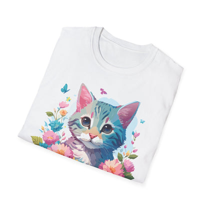 Cat Shirt Unisex Tee Kitten Cat Tee Softstyle 100 Percent Cotton Gildan 64000