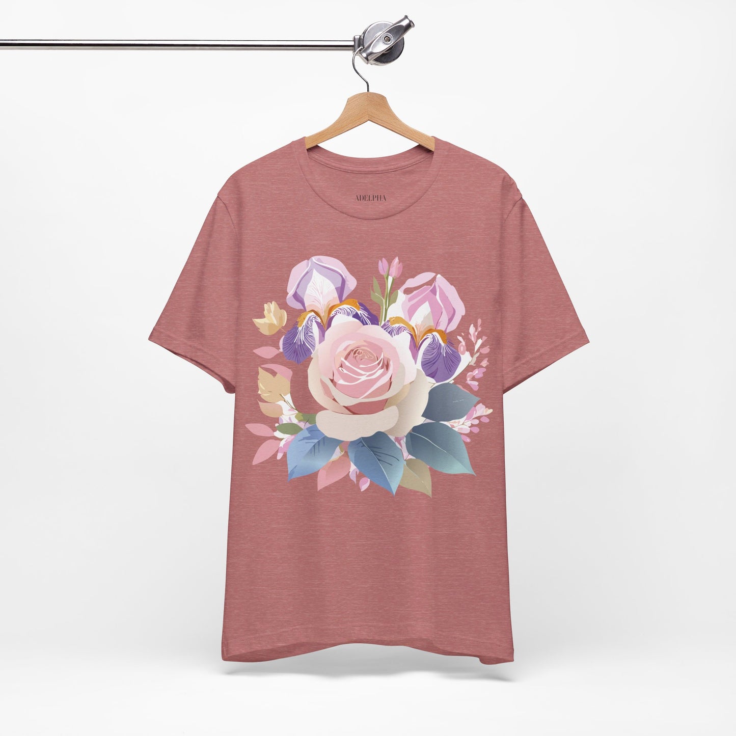 Natural Cotton Tee Shirt with Flowers