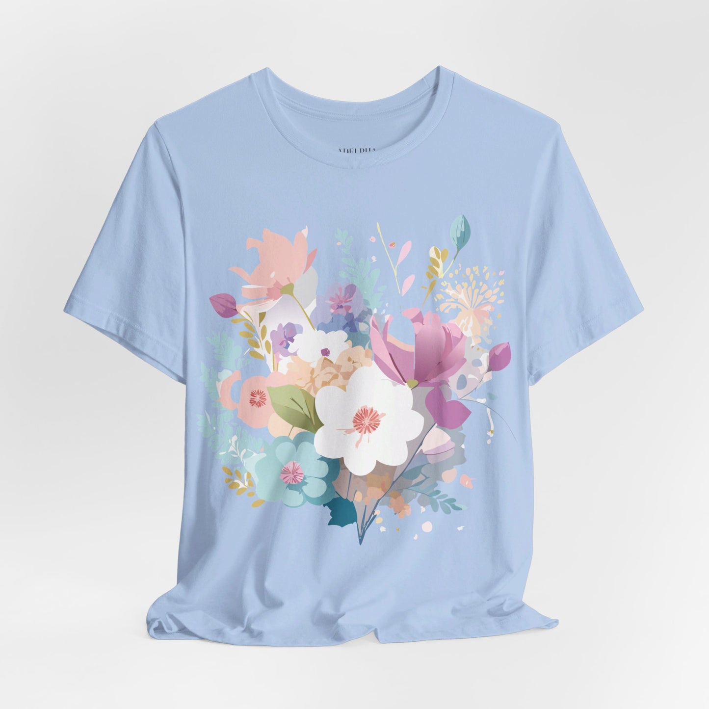 Natural Cotton Tee Shirt with Flowers