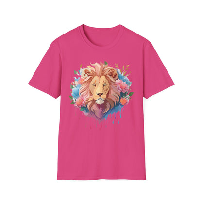 Lion Shirt Unisex Floral Lion Tee 100 Percent Cotton Softstyle Gildan 64000