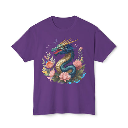 Unisex Dragon T Shirt With Art Print Floral Vintage Dragon Tee