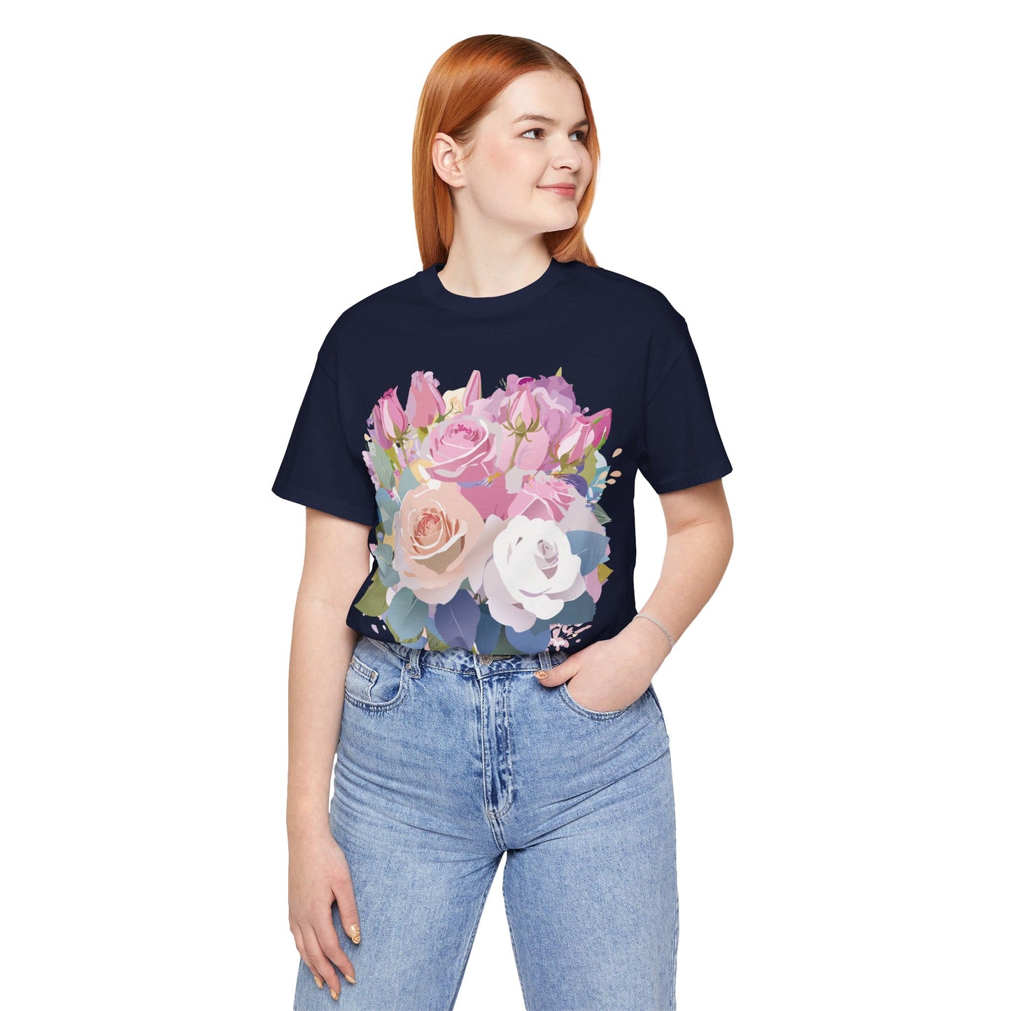 T-Shirt aus natürlicher Baumwolle mit Blumen