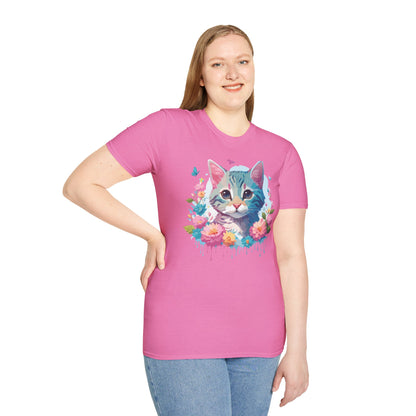 Cat Shirt Unisex Tee Kitten Cat Tee Softstyle 100 Percent Cotton Gildan 64000