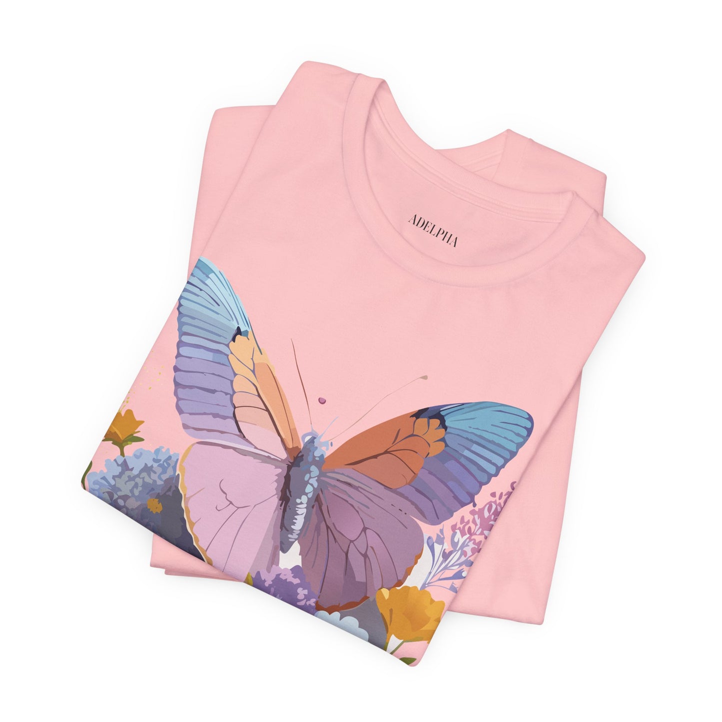 Natural Cotton Tee Shirt with Butterfly