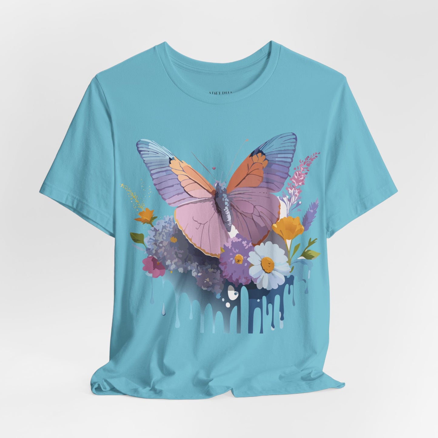 Natural Cotton Tee Shirt with Butterfly