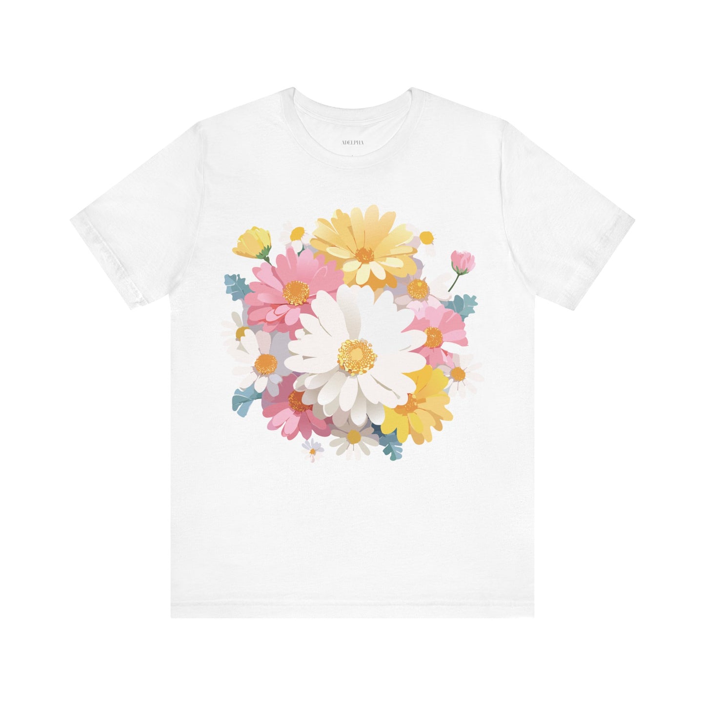 Natural Cotton Tee Shirt with Flowers