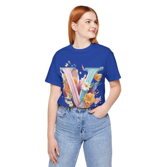 Natural Cotton Tee Shirt - Letters Collection - V Printify