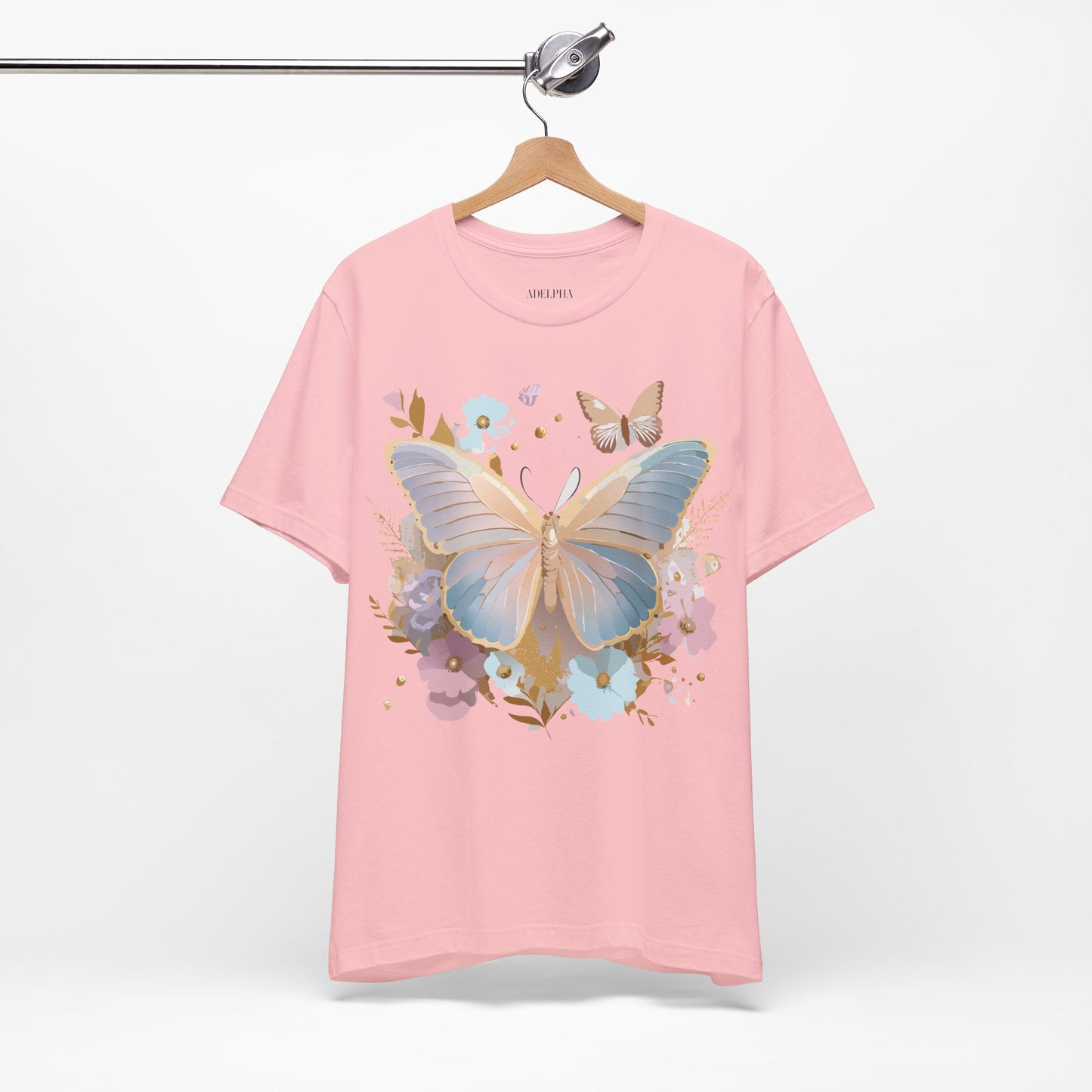 Natural Cotton Tee Shirt with Butterfly