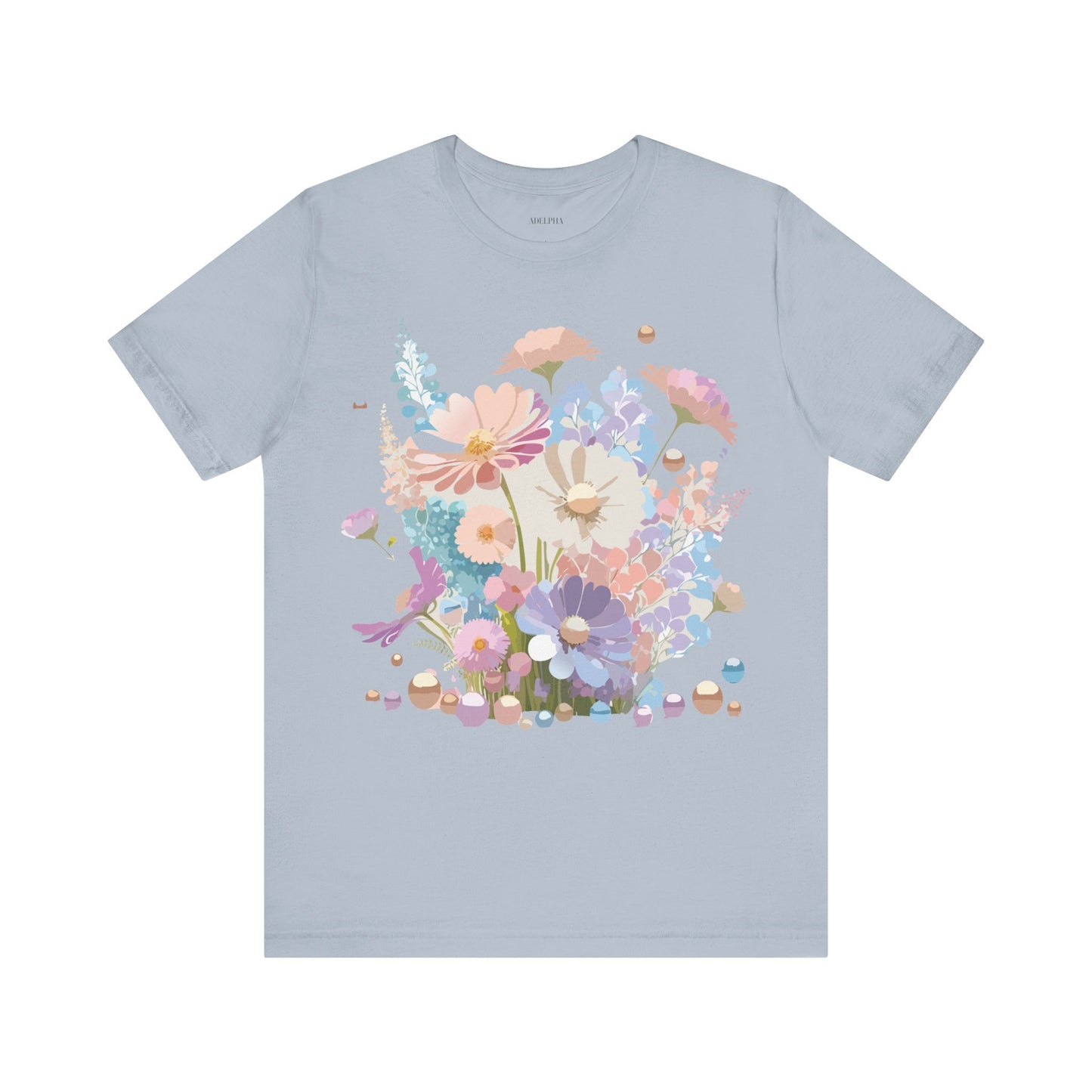 Natural Cotton Tee Shirt with Flowers