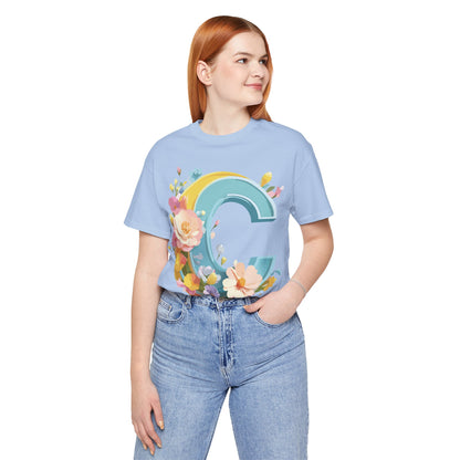 Natural Cotton Tee Shirt - Letters Collection - C Printify