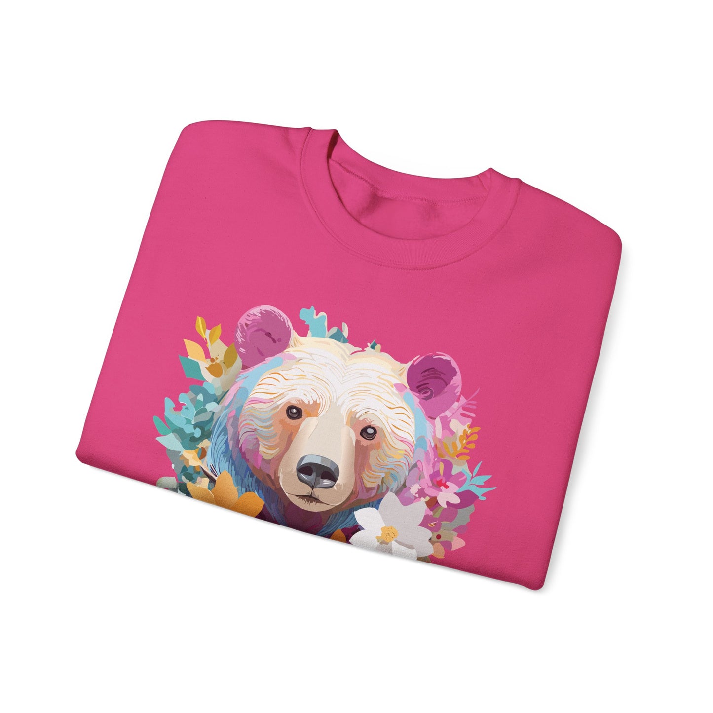 Unisex Floral Bear Sweatshirt, Animals Sweatshirt, Floral Sweatshirt, Art Design Sweatshirt