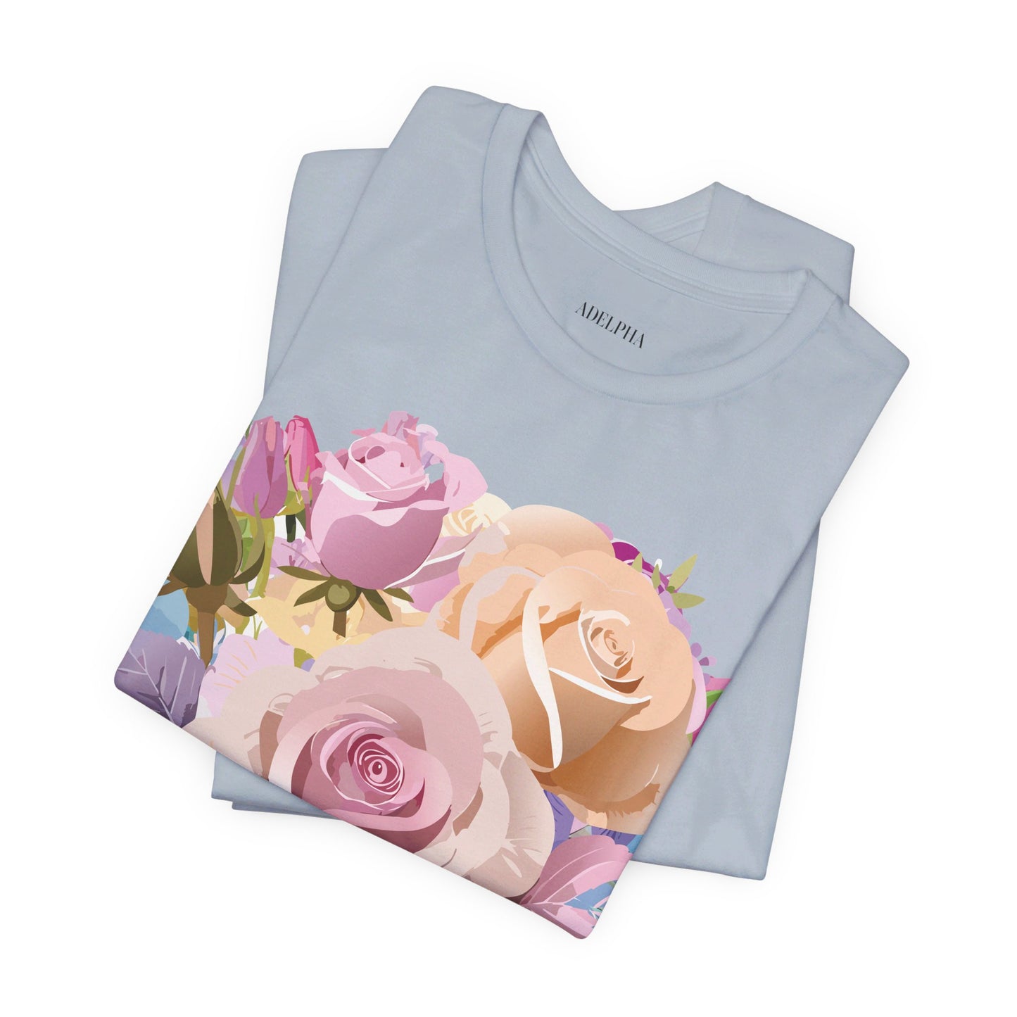 Natural Cotton Tee Shirt with Flowers