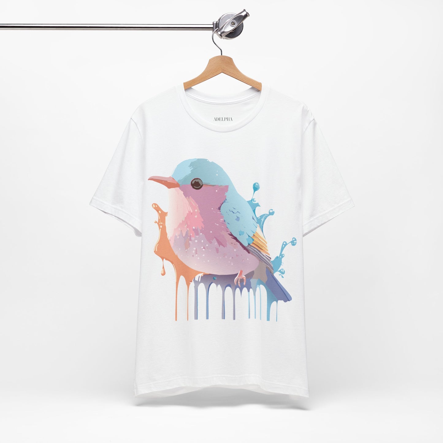 Natural Cotton Tee Shirt with Bird