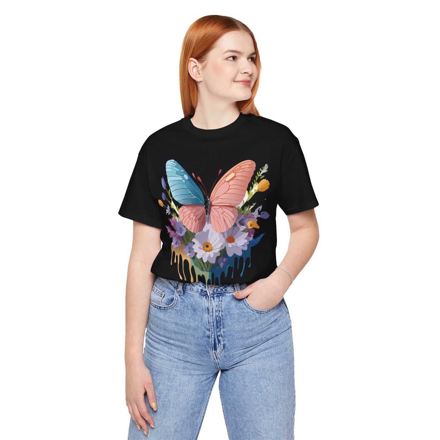 T-Shirt aus natürlicher Baumwolle mit Schmetterling