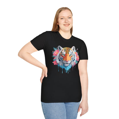 Tiger Shirt Unisex Animal Tee 100 Percent Ring Spun Cotton Softstyle