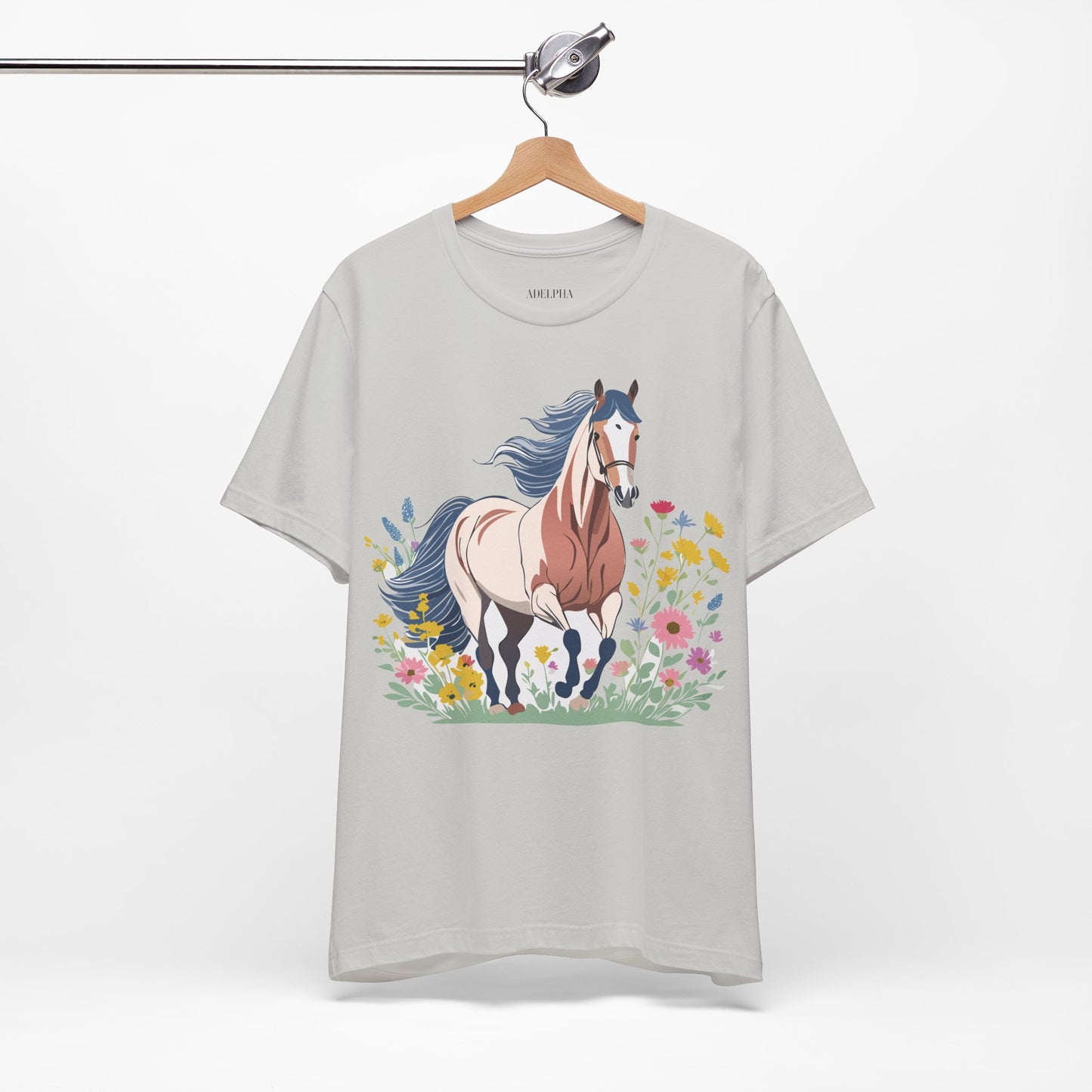 Natural Cotton Tee Shirt with Horse