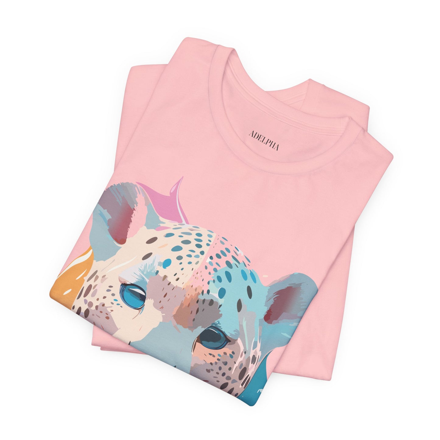 Natural Cotton Tee Shirt with Cheetah