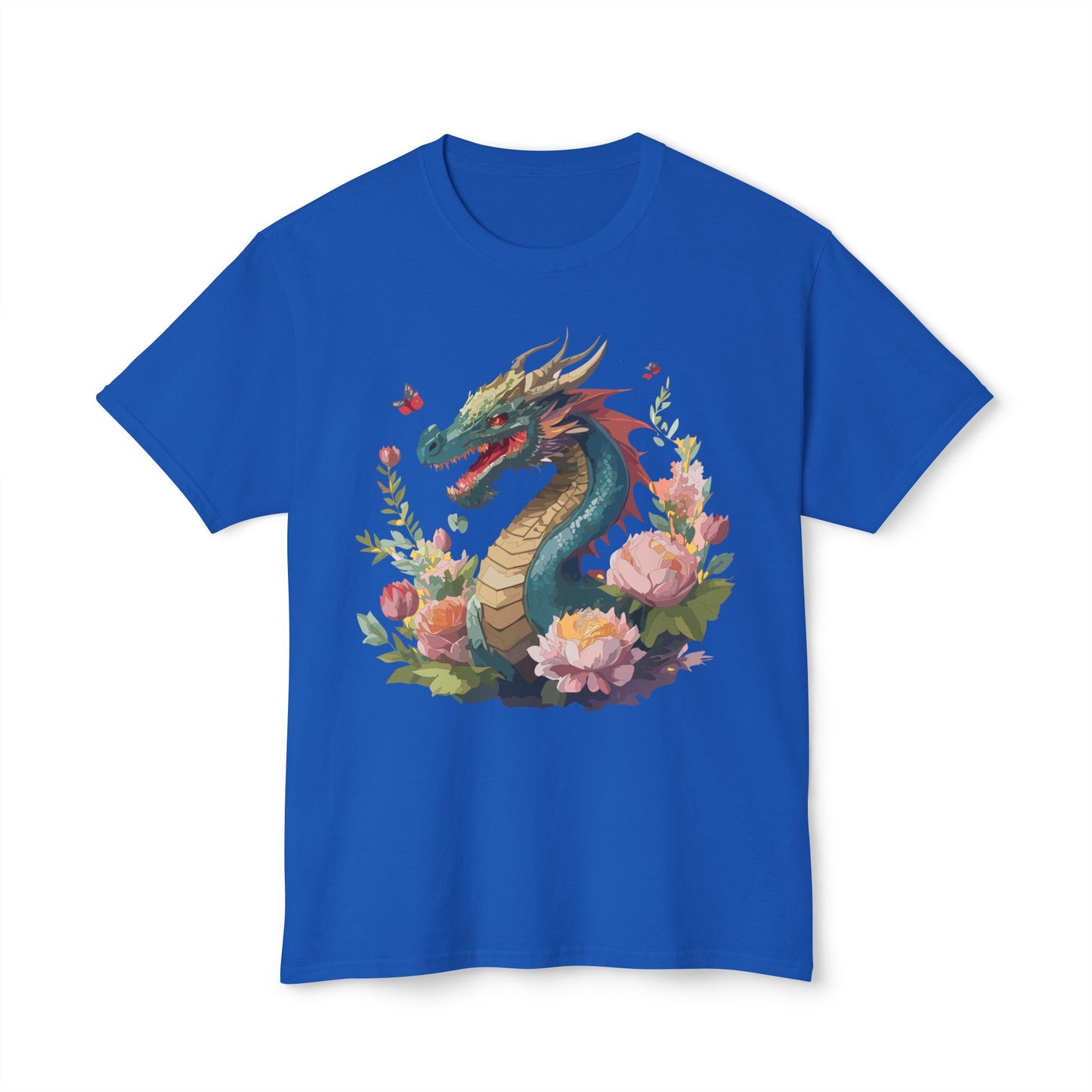 Dragon T-Shirt, Vintage Dragon Tee, Floral Tees, Dragon Art Design Shirt, Tee Shirt with Dragon 8