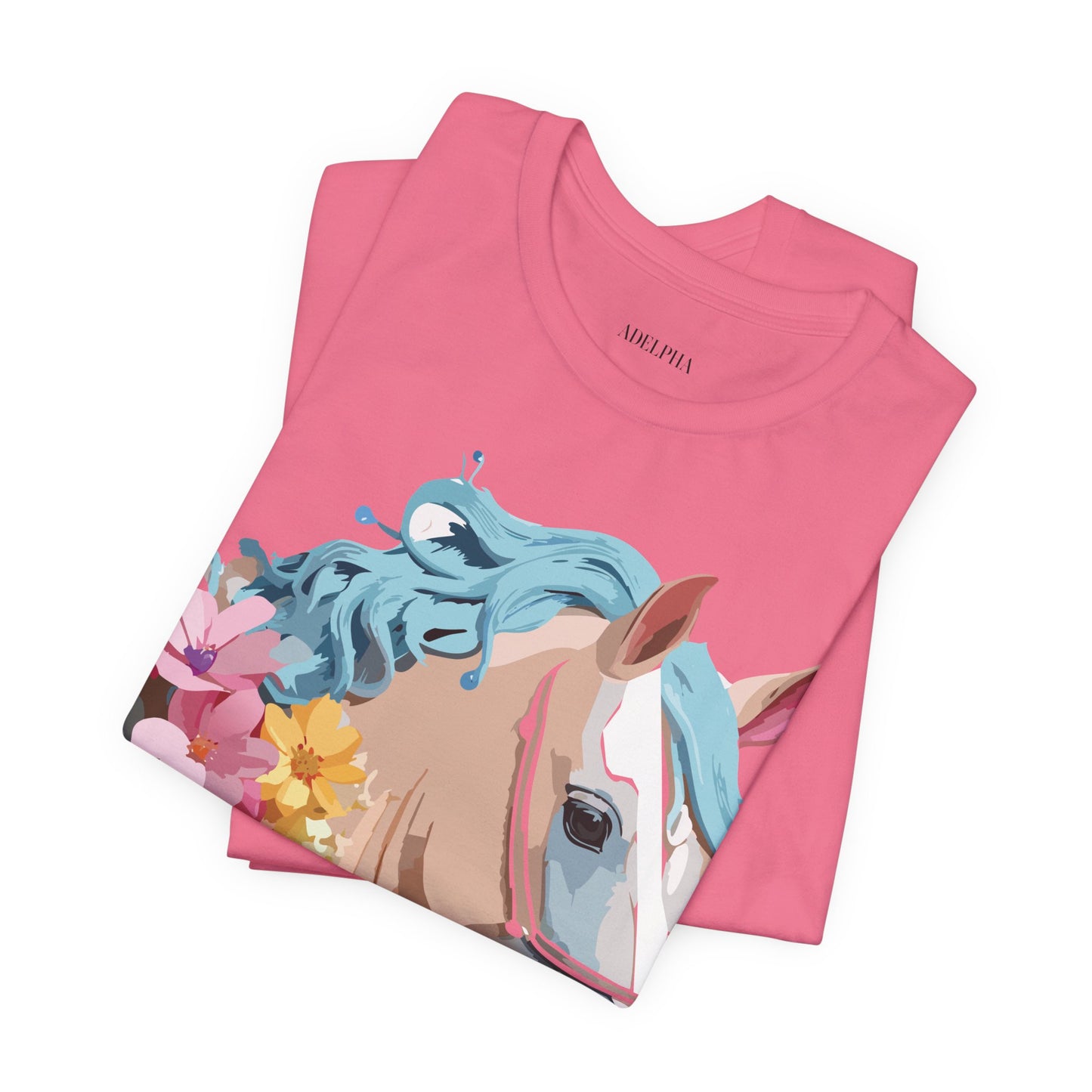 Natural Cotton Tee Shirt with Horse