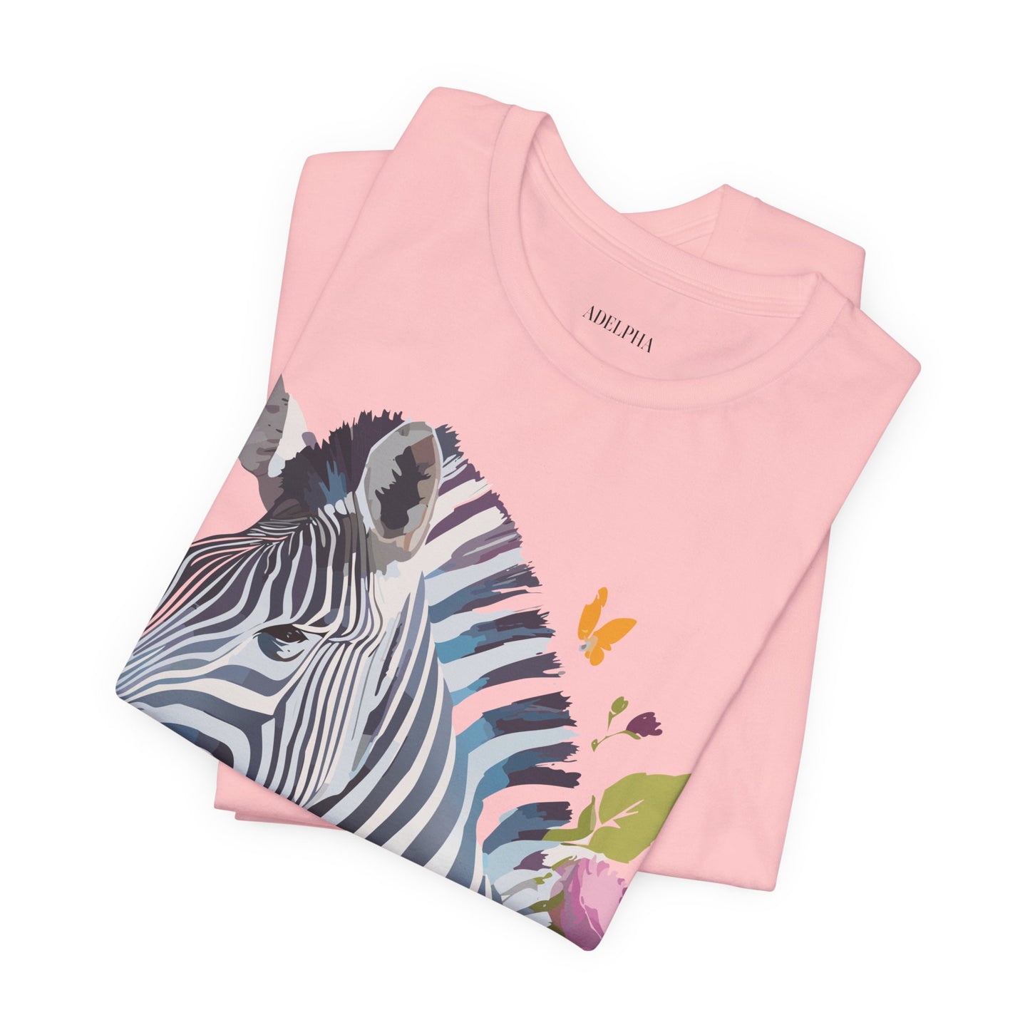 Natural Cotton Tee Shirt with Zebra