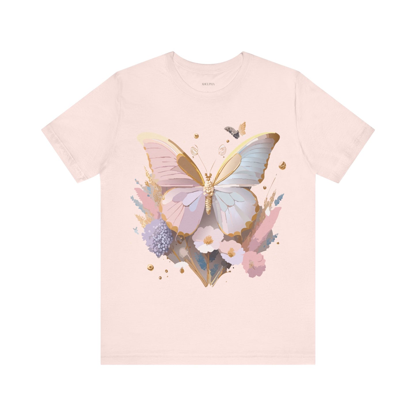 Natural Cotton Tee Shirt with Butterfly