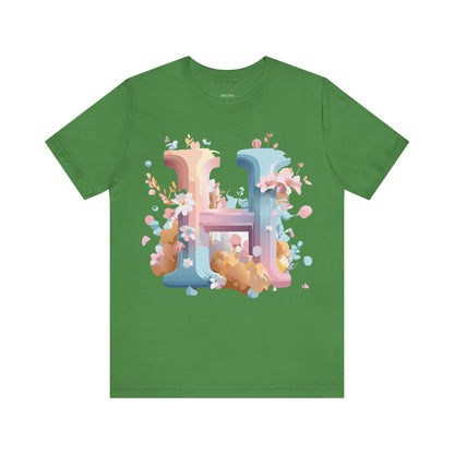 Natural Cotton Tee Shirt - Letters Collection - H Printify