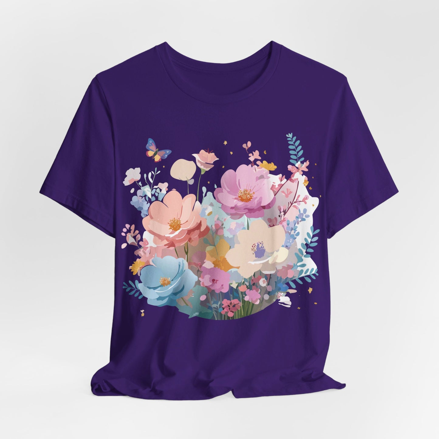 T-shirt en coton naturel avec fleurs