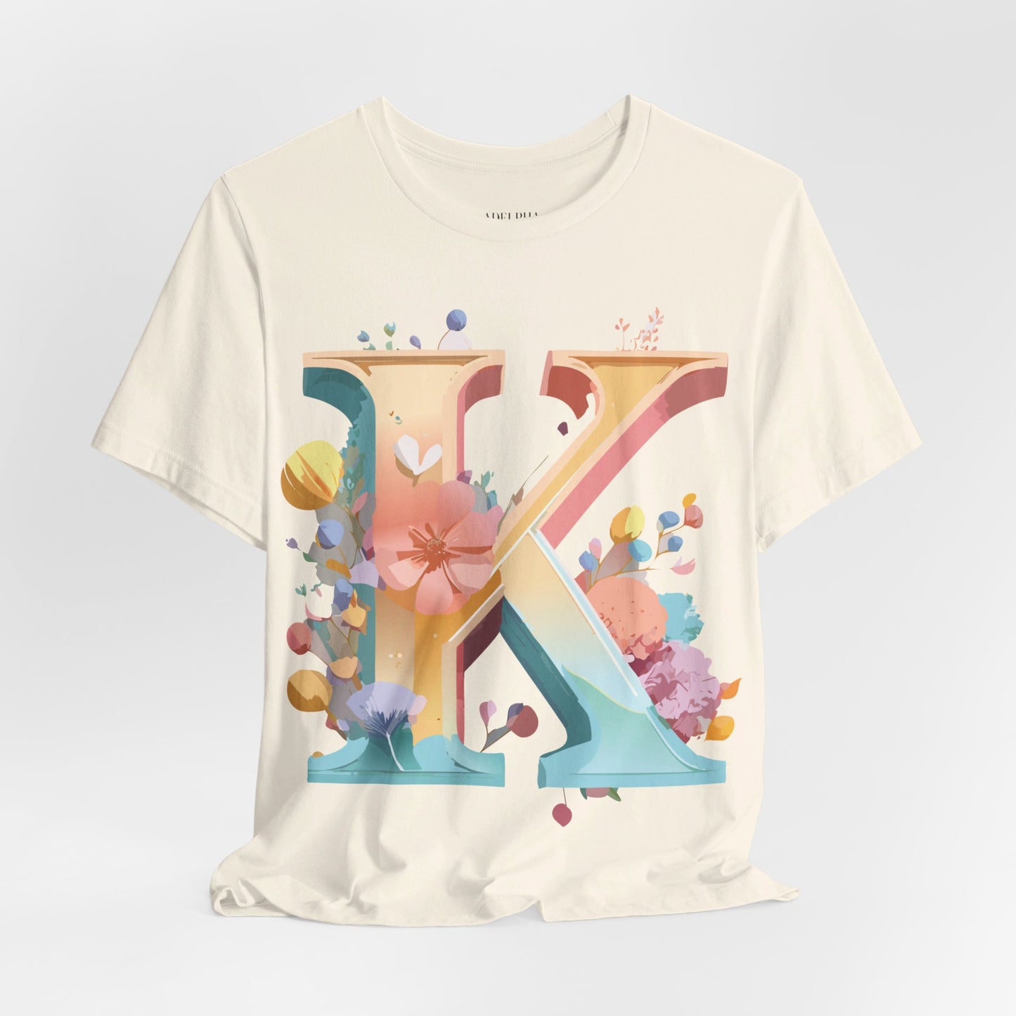 Natural Cotton Tee Shirt - Letters Collection - K