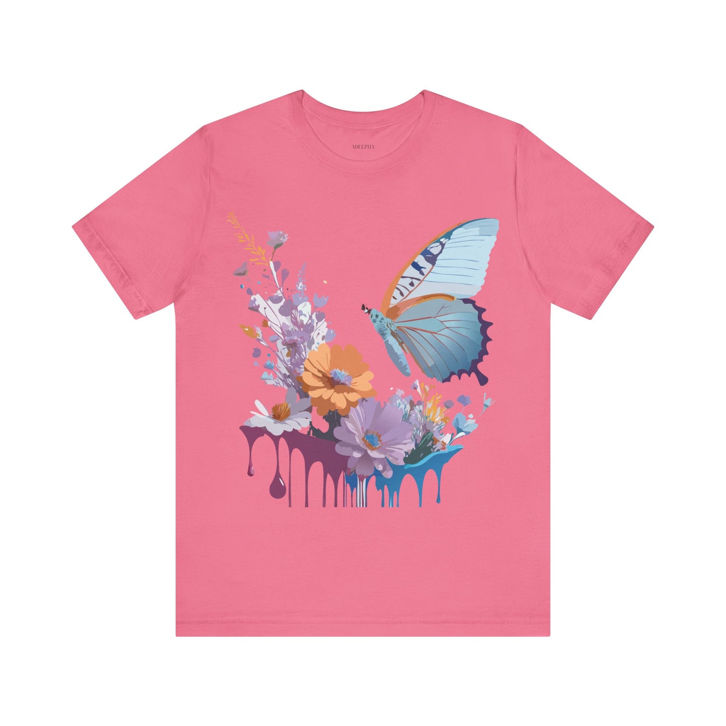 Natural Cotton Tee Shirt with Butterfly