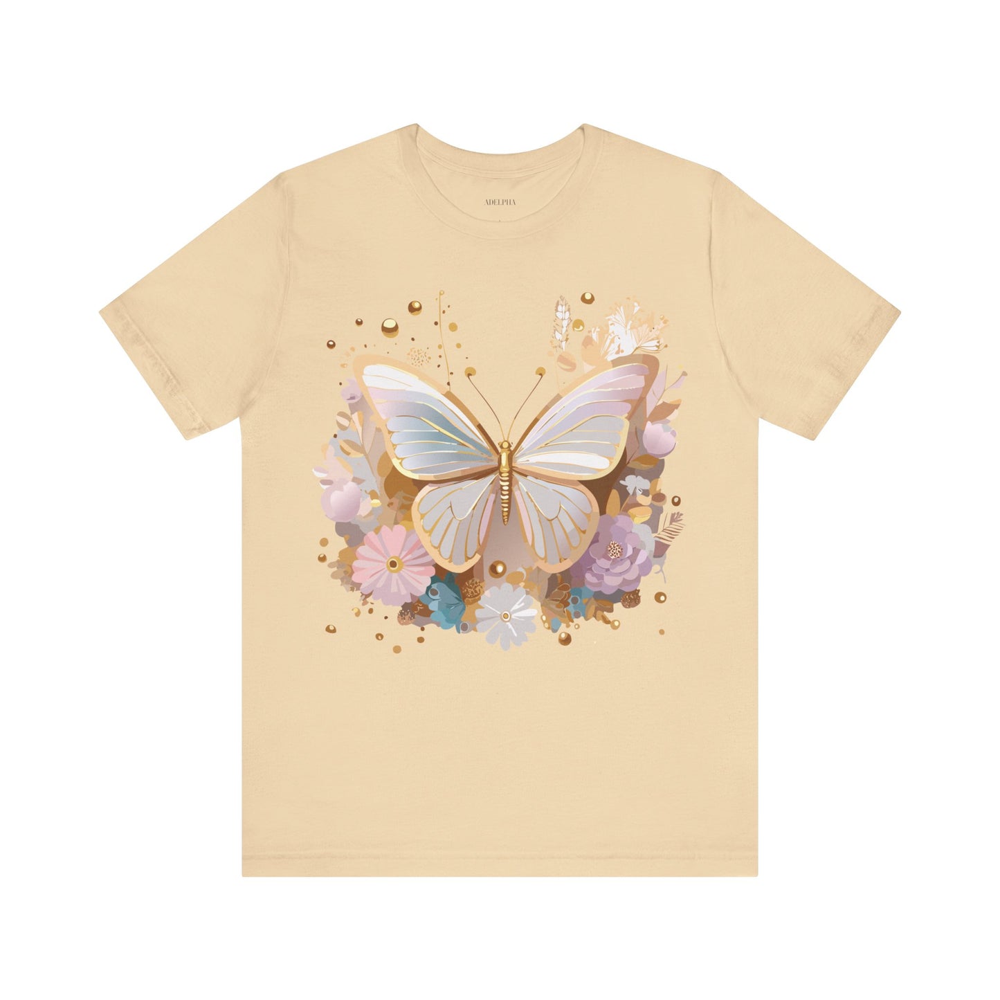 Natural Cotton Tee Shirt with Butterfly