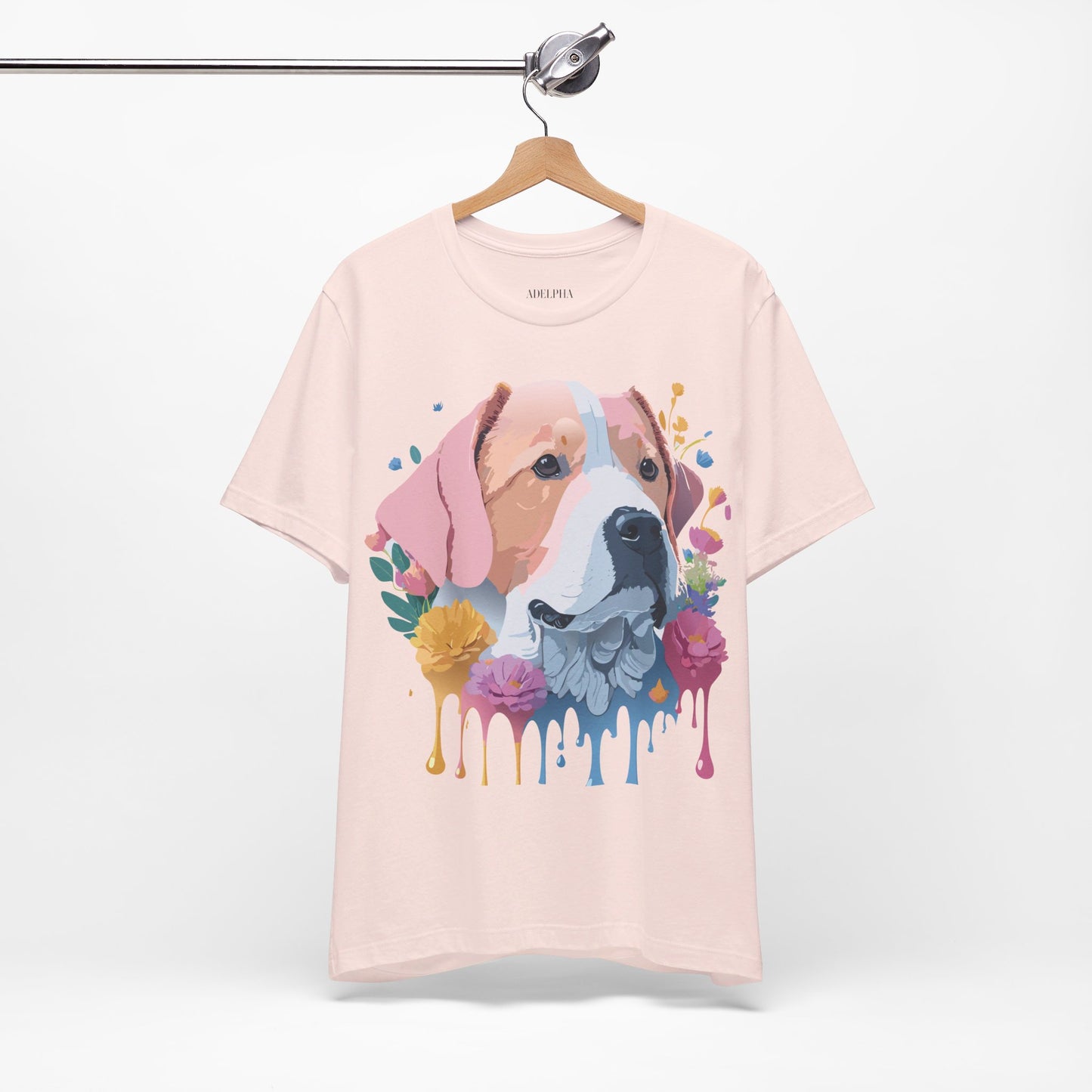 Natural Cotton Tee Shirt with Dog