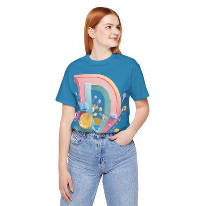 Natural Cotton Tee Shirt - Letters Collection - D Printify