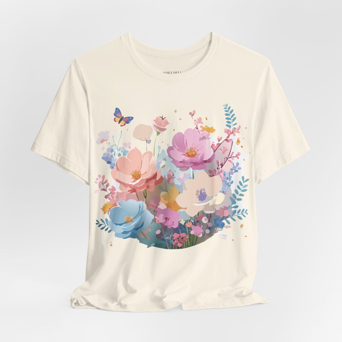 T-Shirt aus natürlicher Baumwolle mit Blumen