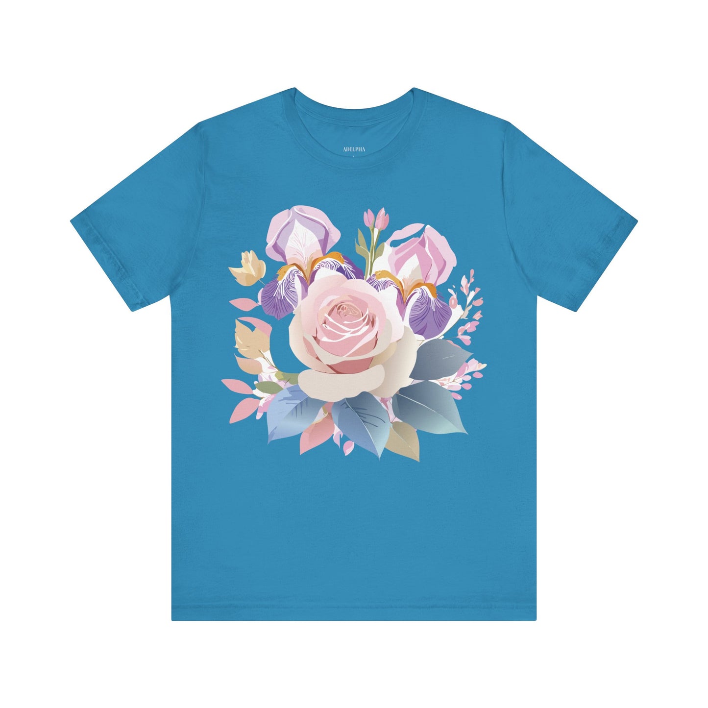 Natural Cotton Tee Shirt with Flowers