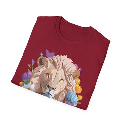 Lion Shirt Unisex Floral Lion Tee Gildan Softstyle 64000 Short Sleeve