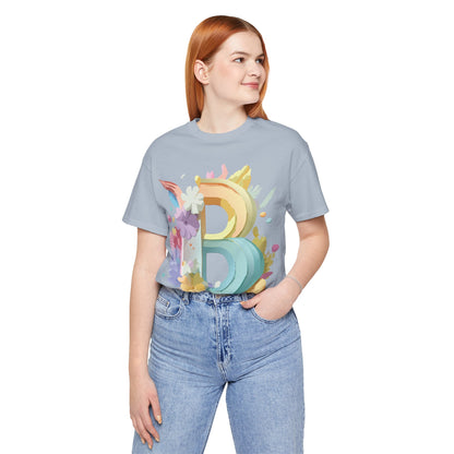 Natural Cotton Tee Shirt - Letters Collection - B Printify