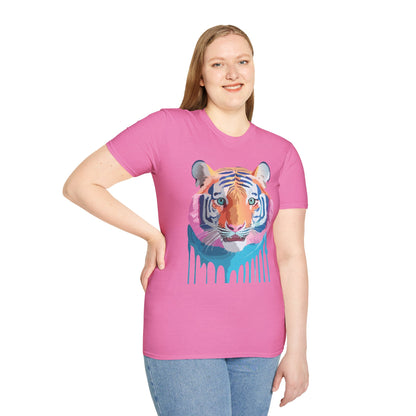 Tiger Print Unisex Softstyle Breathable Cotton Tee 64000 Gildan Shirt