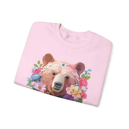 Unisex Floral Bear Sweatshirt Art Design Animals Print Gildan 18000