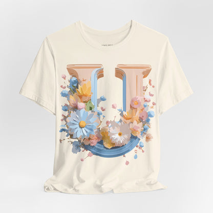 Natural Cotton Tee Shirt - Letters Collection - U Printify
