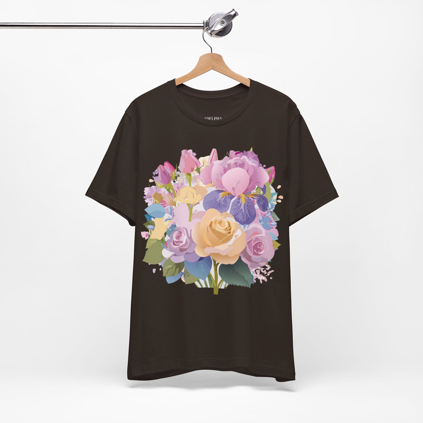 Natural Cotton Tee Shirt with Flowers