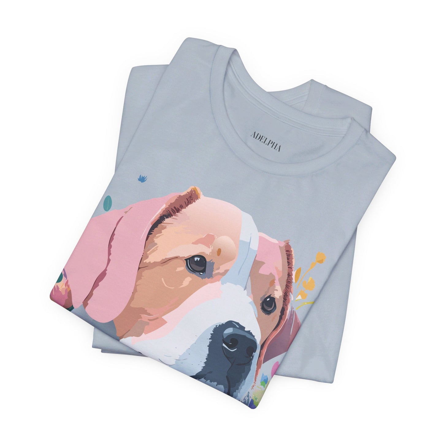 Natural Cotton Tee Shirt with Dog