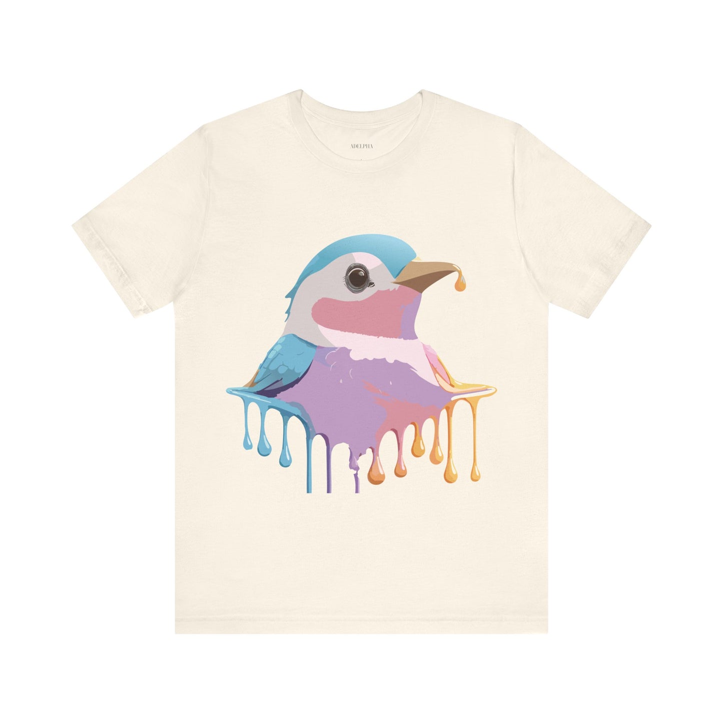 Natural Cotton Tee Shirt with Bird