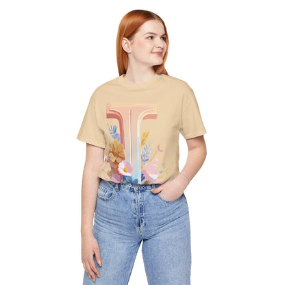Natural Cotton Tee Shirt - Letters Collection - I Printify
