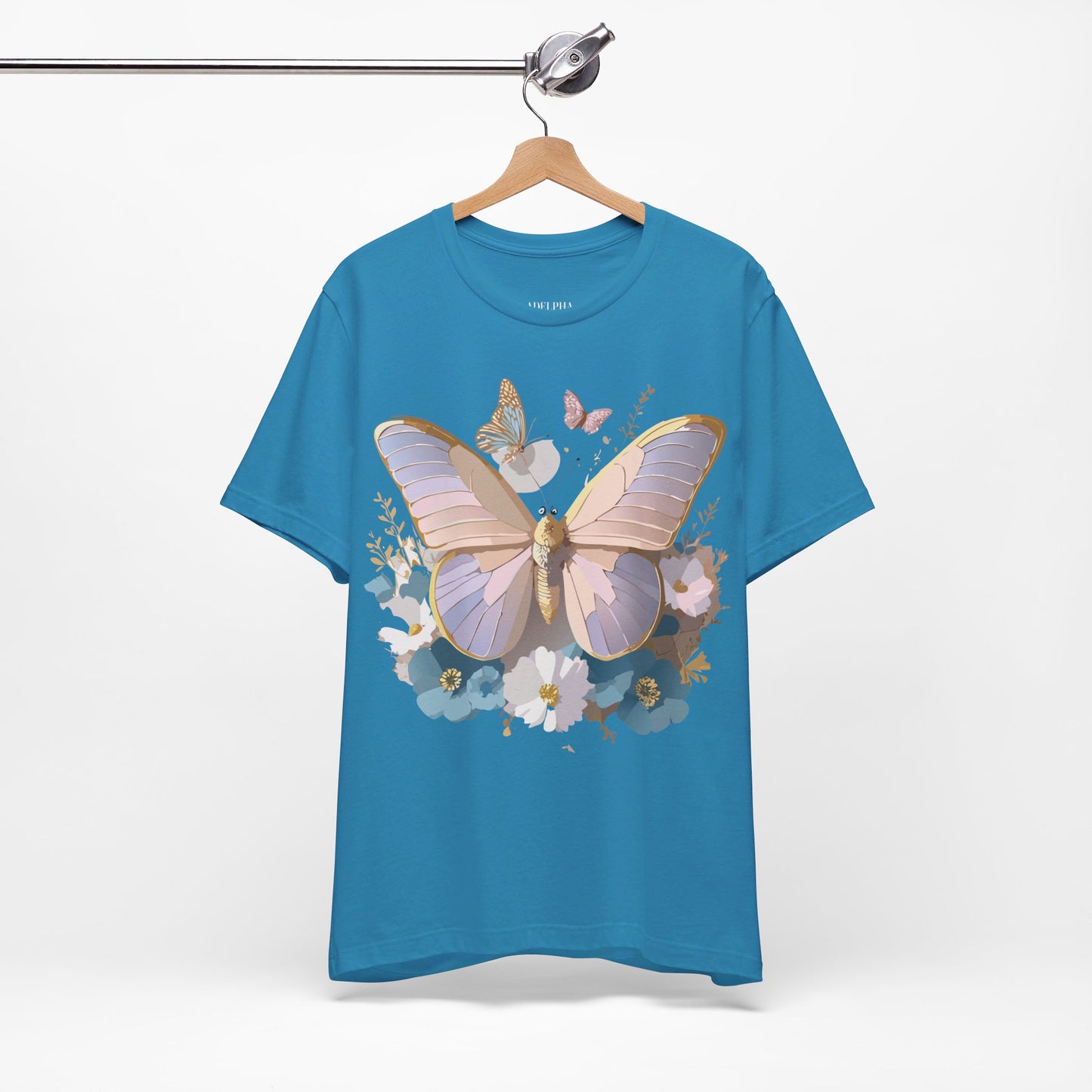 Natural Cotton Tee Shirt with Butterfly