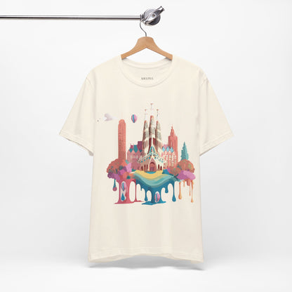 Natural Cotton Tee Shirt - Beautiful Places Collection - Barcelona Printify