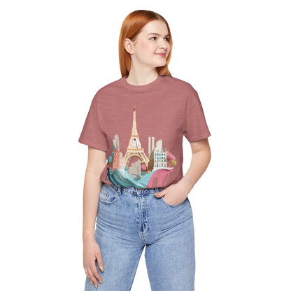 Natural Cotton Tee Shirt - Beautiful Places Collection - Paris Printify
