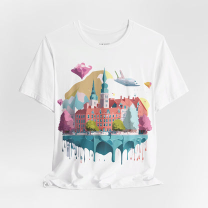 Natural Cotton Tee Shirt - Beautiful Places Collection - Warnemünde and Rostock - Germany Printify