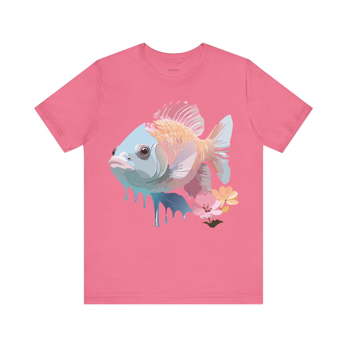 Natural Cotton Tee Shirt with Fish