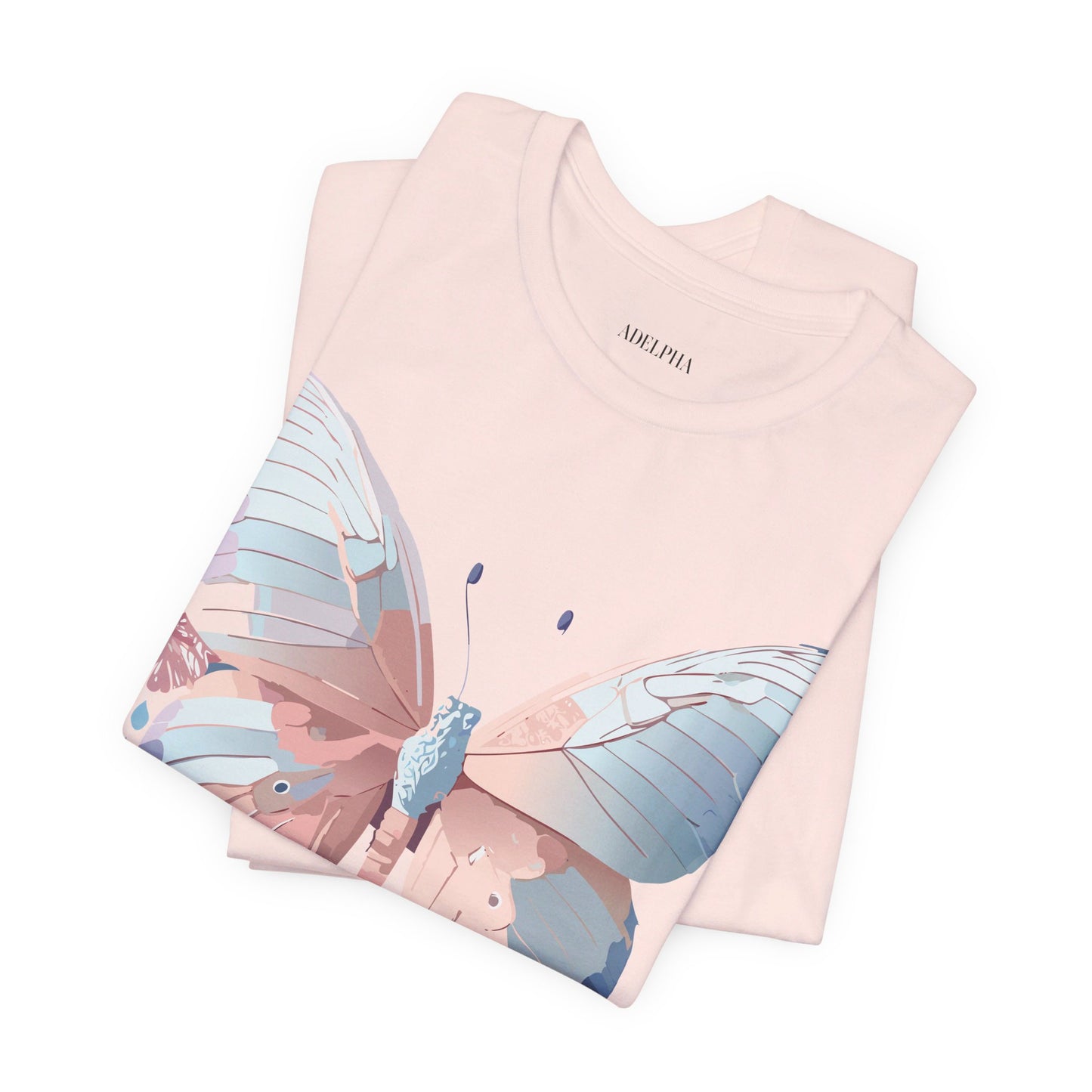 Natural Cotton Tee Shirt with Butterfly